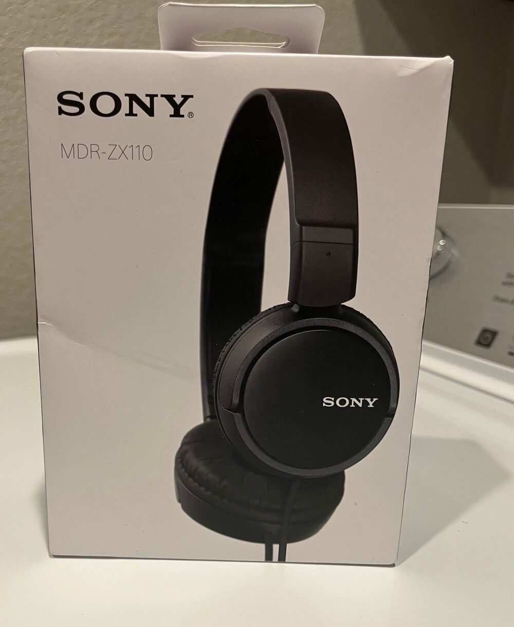 Sony MDR-ZX110 Black Wired On-Ear Stereo Headphones Foldable New in Box
